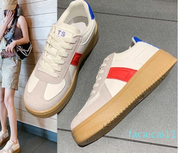 Sapatos casuais de fundo grosso biscoito placa sapatos femininos verão nova versão coreana on-line popular estudante casual sapatos brancos