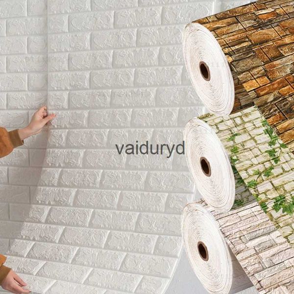 Adesivos de parede 3/5/10m x 70cm painéis de espuma de tijolo 3d auto-adesivo diy papel de parede de pedra em relevo decoração de casa sala de estar kitchenvaiduryd