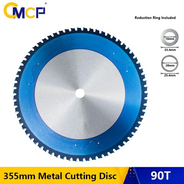 Zaagbladen cmcp disco de corte de metal 355x25.4mm 90t lâmina de serra circular para corte de alumínio ferro aço carboneto lâmina de serra ferramentas de corte de metal