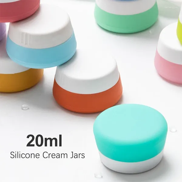 Bottiglie di stoccaggio Vasetti di crema in silicone da 20 ml Vasi vuoti riutilizzabili Dispenser portatile Contenitori da viaggio a prova di perdite per articoli da toeletta