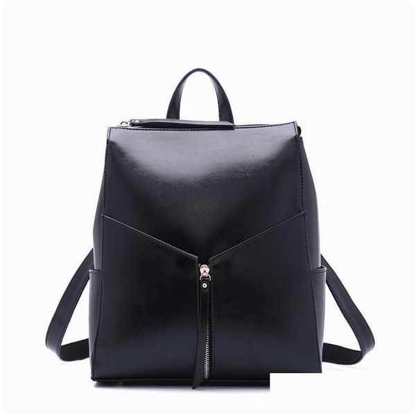 Laptoptaschen Rucksack Damen Casual Ledertasche Wachsöl Haut Cowe Rucksack Mode Shoder Geneigt über Pakete 3 Farben Drop Deliv Dhyik