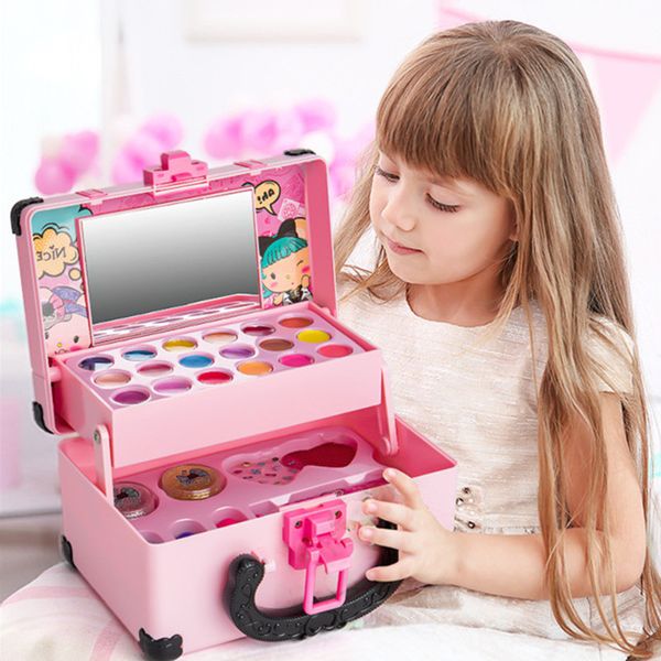 Beauty Fashion Kids Simulation Cosmetics Set Fingle Makeup Toys Girls Play House Make Up Educational for Birthday Gift 230427