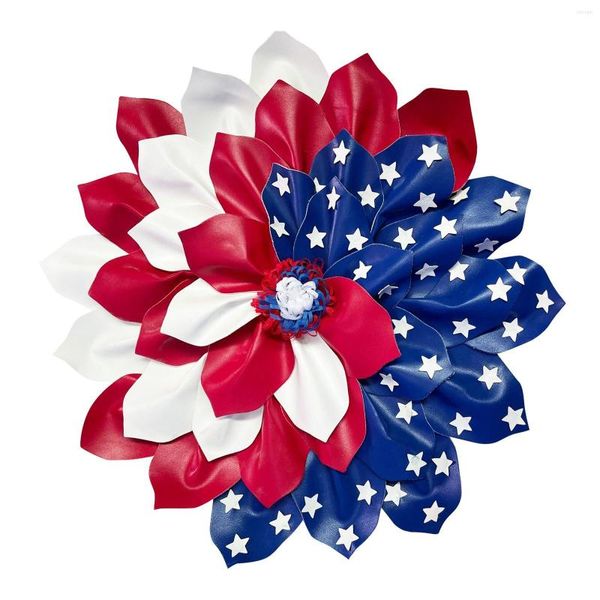 Dekorativer Blumenkranz Julys Decor Front Patriotisch für Tür und Tag Fourth Veterans Of Home 1PCS Weihnachtsfriedhofskränze