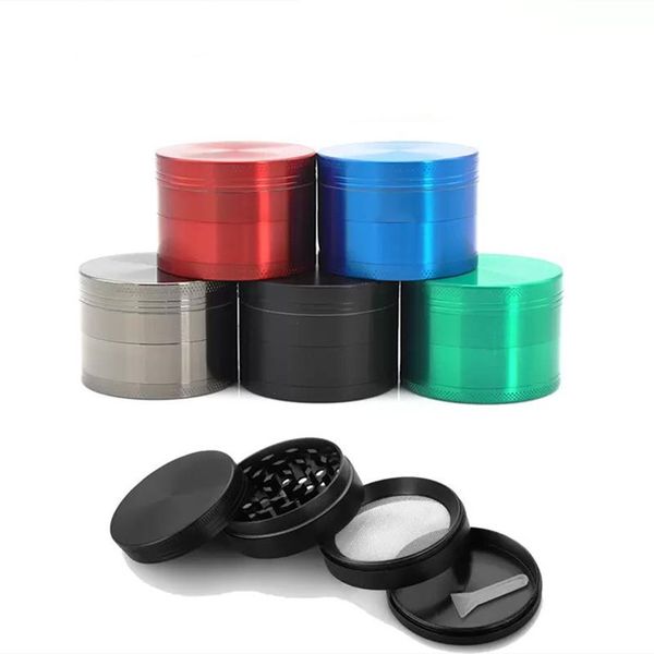 SharpStone Tobacco Grinders Rauchzubehör 40 mm 50 mm 55 mm 63 mm 4-lagiger Grinder CNC-Zähne Filternetz Trockenkräuter-Vaporizer-Stift 7 Farben mit Box