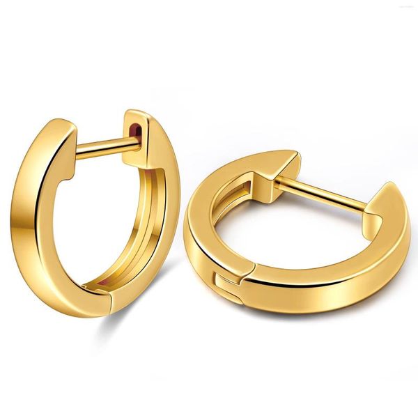 Brincos de argola Vonmoos para mulheres 14k Real Gold Batillage Small Cartilage Ear manguito de jóias de luxo moderno