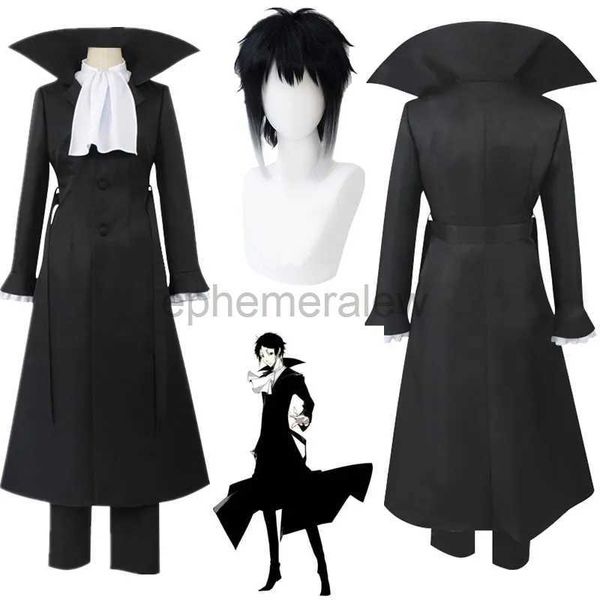 Trajes de anime Anime Bungo Cães Vadios Akutagawa Ryunosuke Traje Cosplay Ternos Manto Uniforme Preto Halloween Roupas de Festa de Natal zln231128