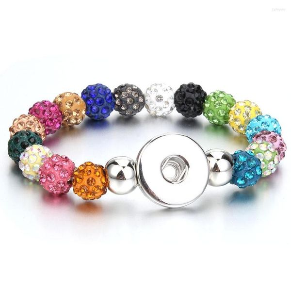 Charm Bracelets Snap Jewelry Colorful Clay Crystal Button Armband Handmade 10mm Beads Fit 18mm 20mm Snaps For Women