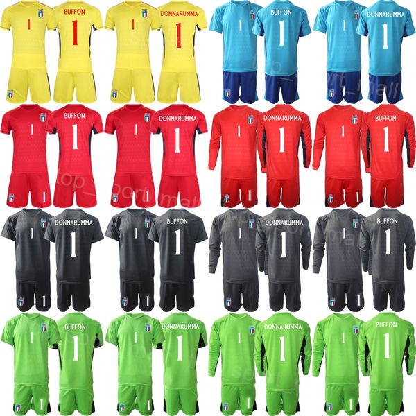 Nationalmannschaft 23 24 Italia Torwart 1 Gianluigi Donnarumma Trikot Fußballset Herren Kinder Langarm Guglielmo Vicario Alex Meret Gianluigi Buffon Fußballtrikot