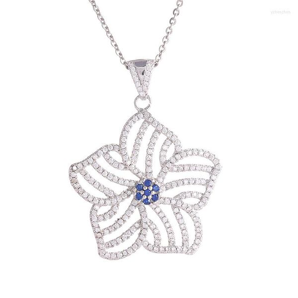 Подвесные ожерелья Juya Fashion Jewelry Givements поставляется Micro Pave Zircon Bauhinia плавающее цветочное ожерелье для женских девушек вечерние вечеринка