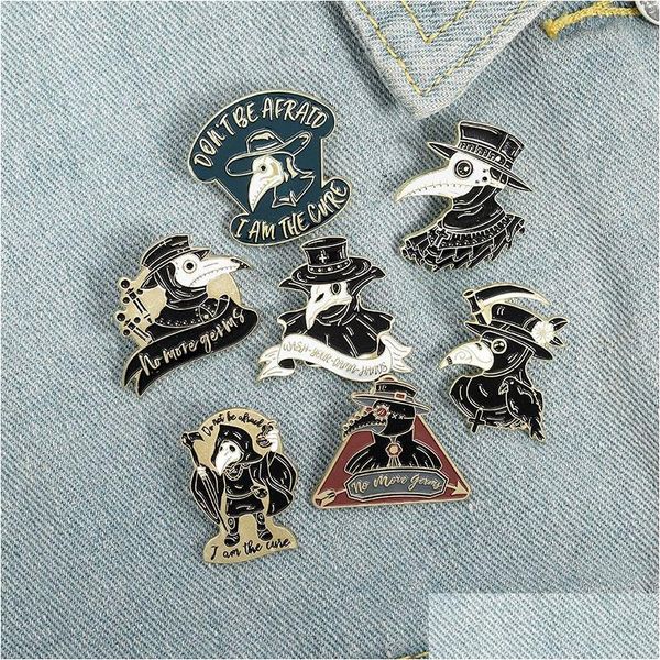 Cartoon Zubehör Pest Arzt Emaille Pins Schnabel Gesicht Broschen Benutzerdefinierte Abzeichen Für Tasche Revers Schnalle Cool Schmuck Geschenk Krankenschwester Freunde dr Dhqzs