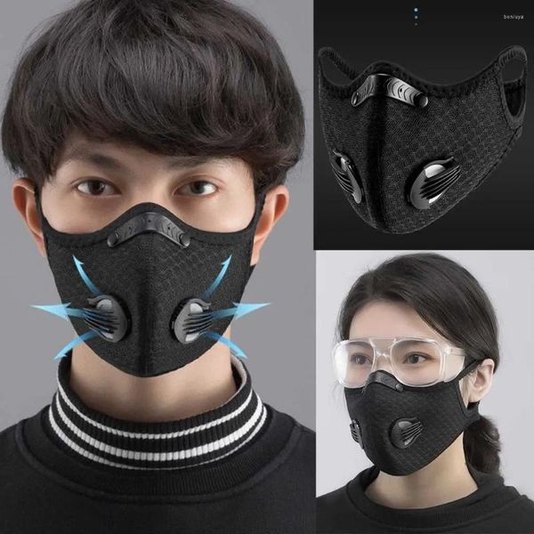 Caschi da moto 1 pezzo filtro maschera nera moda PM2.5 bocca respiratore per moto riutilizzata lavabile e protettiva antipolvere