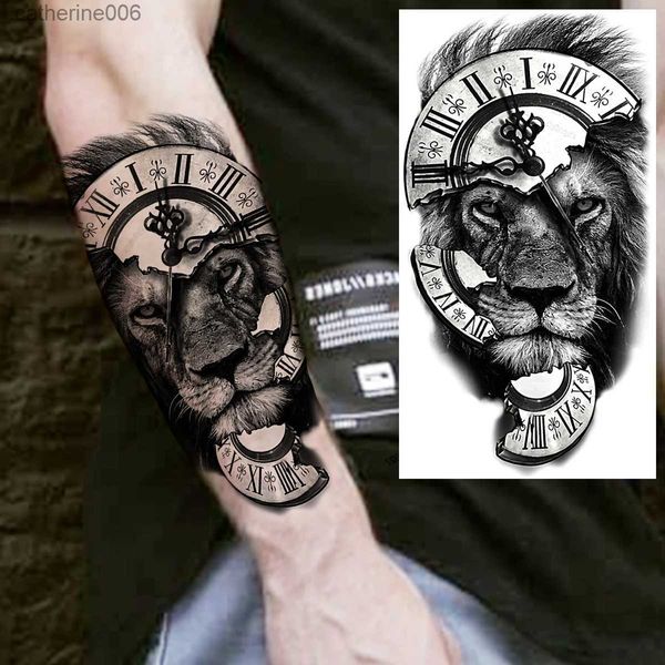 Татуировки Цветные наклейки для рисования Волчий лес Временные татуировки для женщин и мужчин Реалистичный пиратский капитан Лев Страшные поддельные татуировки-наклейки Татуировки на предплечье Боди-арт 3DL231