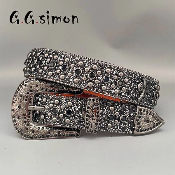 Cinture Punk Cinturino di lusso Cintura con diamanti Cintura occidentale con borchie di cristallo Cowgirl Cowboy Cintura con strass per donna Uomo Jean Cinto De Strass 231128