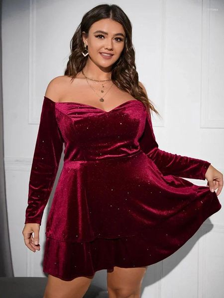 Plus size vestidos de ombro frio mini para mulheres querida pescoço sem costas império uma linha simples elegante sexy cocktail party vestido