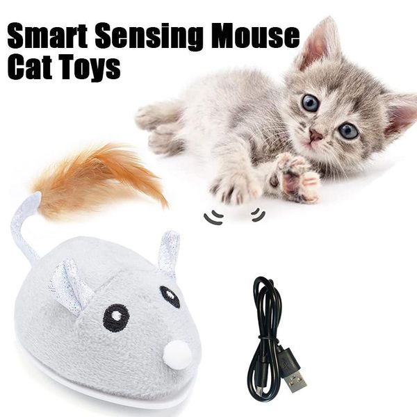 Игрушки Smart Sensing Mouse Simulation Mouse Интерактивная электрическая мягкая забавная игрушка для кошек, домашних животных, самоиграющая зарядка через USB, котенок, мышь, игрушки
