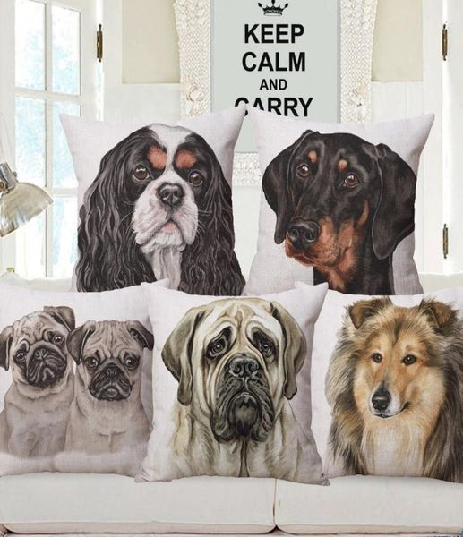 Almofada decorativa Doberman Golden Retriever Pug Bichon Frise Norwich Terrier Dog Capa de almofada para casa moderna Decora2350505