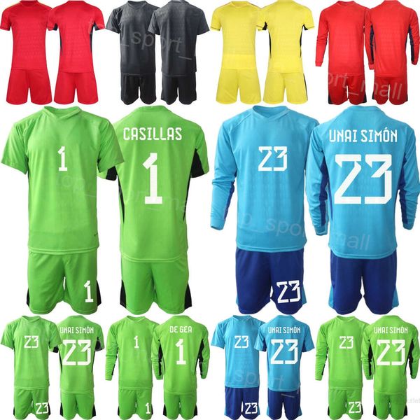 Nacional 23 24 Espanha Goleiro Kepa Arrizabalaga Jerseys Futebol Set Homem Crianças Long David Raya David de Gea Unai Simon Iker Casillas Pepe Reina COLL Camisa de Futebol