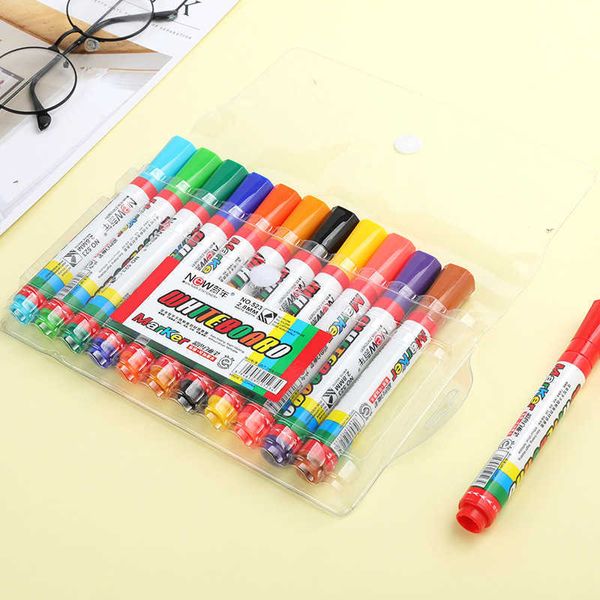 12pcswatercolor щетка ручки 12 цветов белая доска детей рисует красочная ручка жидкого мела.