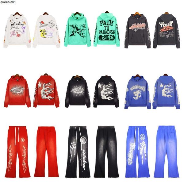 Erkek Hoodies Sweatshirts Cehennem Yıldızlı Hoodie Hoodie Hoodie Pantolon Gömlek Trailt Sweatpants Uzun Kollu Pembe Set Takım