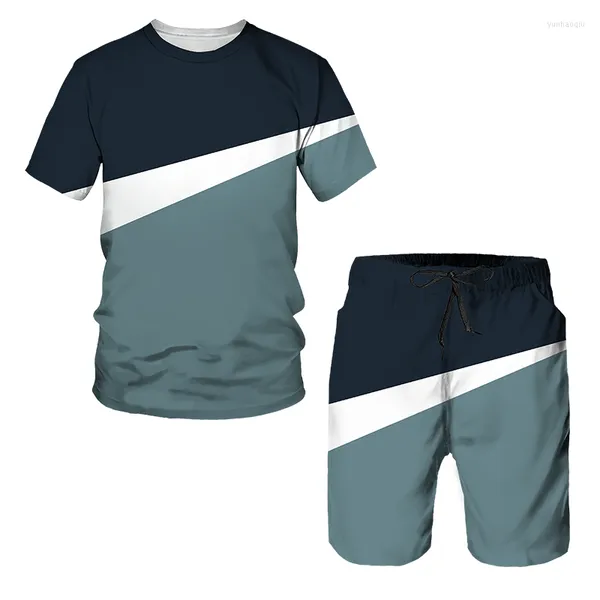 Herren-Trainingsanzüge, übergroß, O-Ausschnitt, Herren-T-Shirt, Shorts-Set, modischer 2-teiliger Sportanzug, 3D-Druck, lässige, schnell trocknende Trainingsanzug-Kleidung