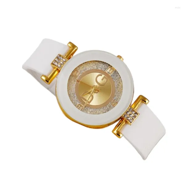 Relógios de pulso de luxo esportes dqg marca senhoras resistente à água relógio branco silicone diamante homens digital quartzo mulher pulseira presente