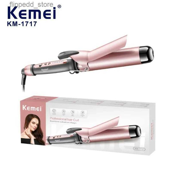 Ferros de ondulação de alta potência 72w Big Barrel Curling Iron Km-1717 Ionic Cerâmica Ajuste de temperatura portátil Curling Iron Modelador de cabelo Q231128