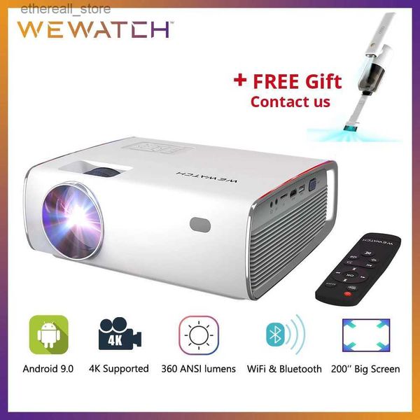 Projektörler Wewatch S1 Akıllı OS Projector Native1080p 4K Desteklenen 360 ANSI Lümenler Ev Sineması Android LED Projektör Tam HD WiFi Beamer Q231128