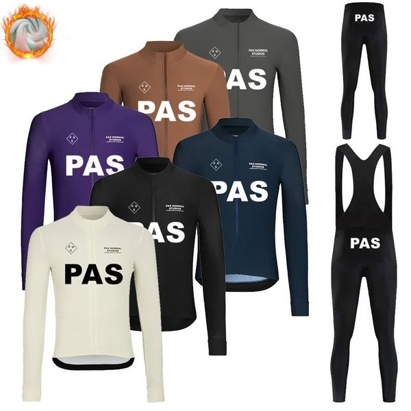 Conjuntos de camisa de ciclismo 2024 PNS Inverno Thermal Fleece Set MTB Uniforme Ropa Ciclismo Quente Bib Calças Road Bike Roupas Homens Manga Longa 231127