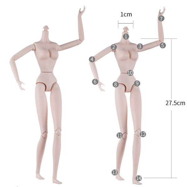 Dolls 1pc 27cm 1114 Joints Body para 16 corpos de fadas femininos nus para fases acessórios para crianças presentes 230427