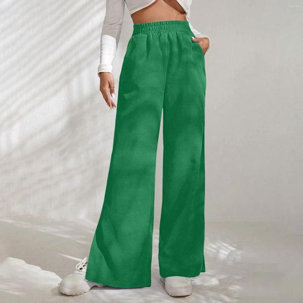 Kadın pantolon yaz şifon geniş bacak rahat şeker rengi gevşek uzun bayan şık katı yüksek bel pantolon