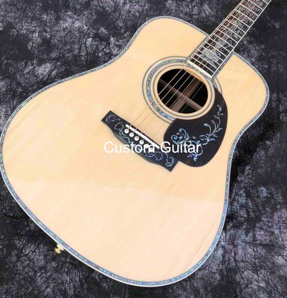 Custom 41 pollici Dreadnought D-45D Deluxe Abalone Binding Life Tree Inlay Solid Europa Top in abete Chitarra acustica