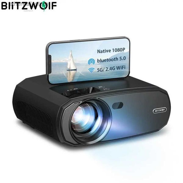 Projetores BlitzWolf full hd 1080p 4k Projetor 2.4G / 5G WIFI Cast Screen Mirroring 6000 Lumens Home Theater Video Projector com 2 alto-falantes Q231128