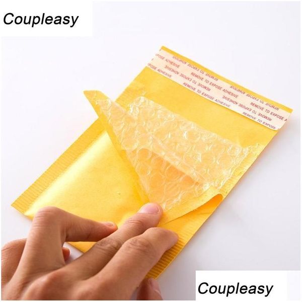 Sacos de embalagem por atacado sacos de embalagem 50pcs 20 tamanhos bolha mailer auto selo adesivo engrossar amarelo envelopes de papel kraft entrega de gota otar4