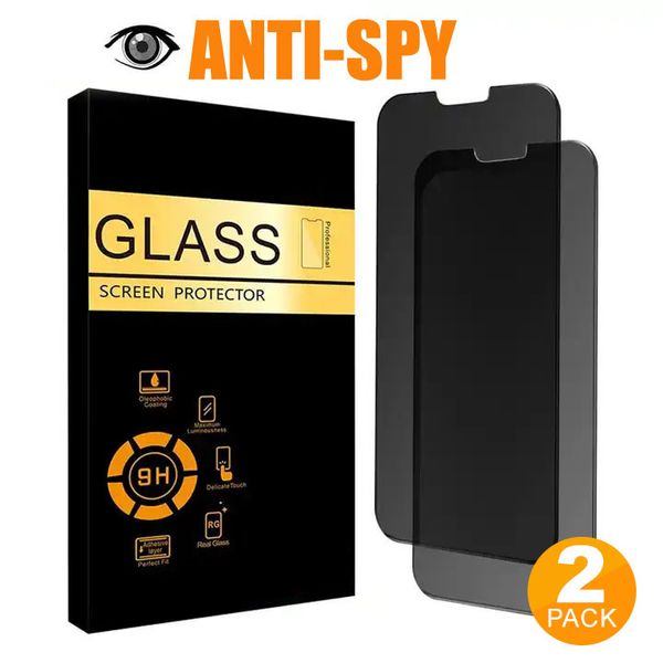 2 Pack Anti Peeping 9H 2.5D Anti Spy Privacy Protetor de tela de vidro temperado com cola completa para Iphone 15 Pro Max 14 13 12 11 plus mini com kit de instalação Páscoa