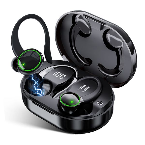 Bluetooth kulaklık sporu, 2 ENC mikrofonlu kulak kulaklık kablosuz, Bloototh 5.3 bas takviye stereo ses kulaklıkları 48H USB C şarj çantası, IP7 su geçirmez