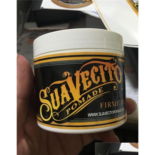 Pomades Waxes Suavecito Pomade Gel 4Oz 113G Starker Stil, der alte Wege wiederherstellt, ist großes Skeletthaar, nach hinten gekämmt, Ölwachs, Schlammtropfen, Del Dh7Qf