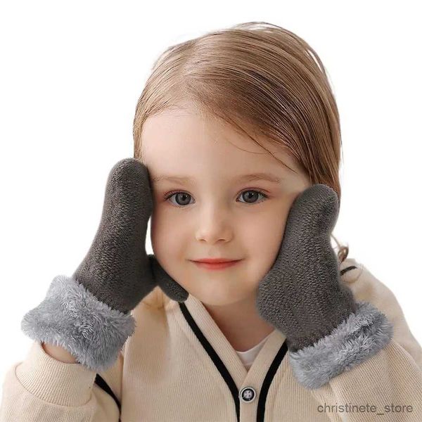 Guanti per bambini Guanti invernali in maglia di lana per neonate Ragazze Guanti caldi in peluche con dita intere per anni Bambini Bambini R231128