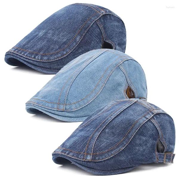 Berets Sboy Beret Classic Forward Homens Mulheres Caps Jeans Denim Gatsby Ajustável Flat Peaked Driving Chapéus Cap Cabbie