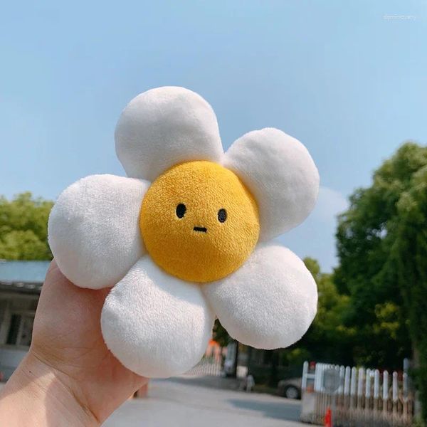 Portachiavi Grande bambola sorridente con fiori Grande peluche per borsa zaino Portachiavi stile coreano Chiavi della macchina Accessori