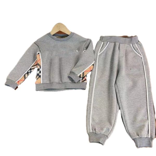 Kind Junge kleiden graue Farbe Designer Baby Mädchen Mode Sport Lauf Sets Kleidung Großhandel Baumwollmaterial Kinderkleidung Set