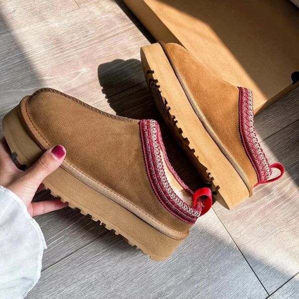 Designer Tasman Chinelos Austrália Plataforma Chinelo Ugged Tazz Sapatos Australie Slides Fofo Pele De Carneiro Botas De Couro Real Marca Clássica Mulheres Fora