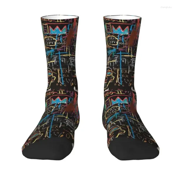 Мужские носки с забавным принтом знаменитого Йоркского уличного искусства для женщин и мужчин, эластичные летние, осенние и зимние носки Basquiats Graffiti Crew