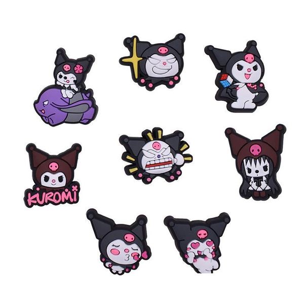 Acessórios dos desenhos animados Anime Encantos Atacado Escuro Engraçado Kuromi Sapato PVC Decoração Fivela Borracha Macia Clog Navio Rápido Drop Delivery Baby Dhcoa