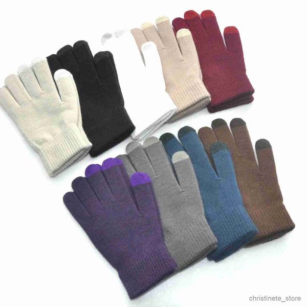 Kinder Fäustlinge Neue Winter Verdickung Warme Handschuhe Für Männer Frauen Studenten Gestrickte Drei Finger Touchscreen Fäustlinge Outdoor Radfahren Skifahren Handschuhe R231128