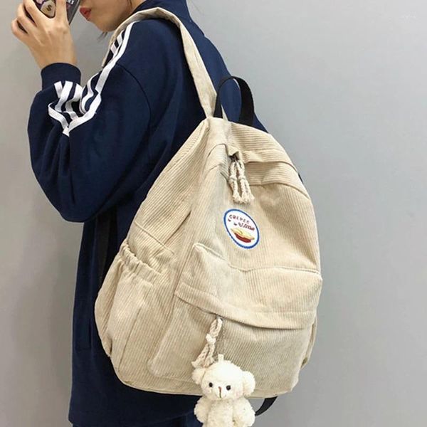 Рюкзак женский вельветовый дизайн школьные рюкзаки для девочек-подростков сумка Kawaii рюкзак дорожные сумки через плечо Mochila