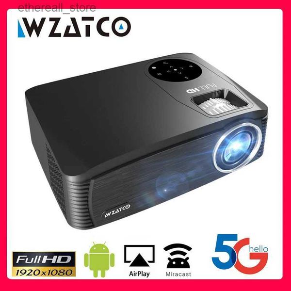 Proiettori WZATCO C6A Proiettore intelligente Full HD 1080P 300 pollici Grande schermo Android 9 WiFi Beamer 4K Video 3D Proiettore home theater portatile Q231128