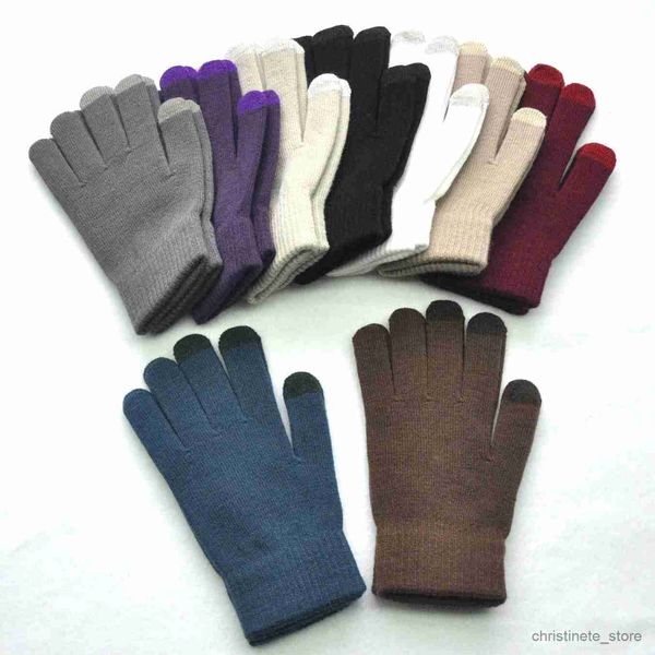 Детские варежки, новые зимние утолщенные теплые перчатки для мужчин, женщин, студентов, вязаные варежки с тремя пальцами, варежки с сенсорным экраном, уличные велосипедные лыжные перчатки