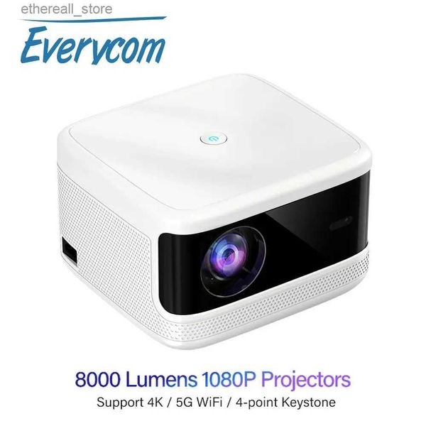 Projetores Everycom T5 Projetor Full HD Home Theater Cinema Beamer Suporte 4K LED Projetor com Android 5G wifi Foco Elétrico Smart TV Q231128