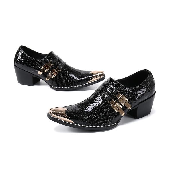 New Classic Black Monk Strap Hochzeitsschuhe Social Large Size Spitzschuh Prom Schuhe Fashion Echtes Leder Man Dress Schuhe