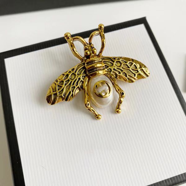 Broches de abelhas com marca com a marca impressa feminina masculina pearl shinestone broche jóias de jóias paty